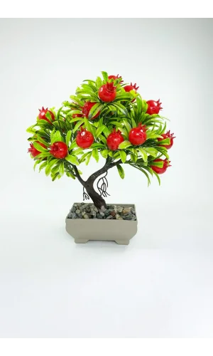 Dekor Ağaç Bereket Nar Ağacı Saksılı Dekoratif Ağaç Biblo 24x13 cm
