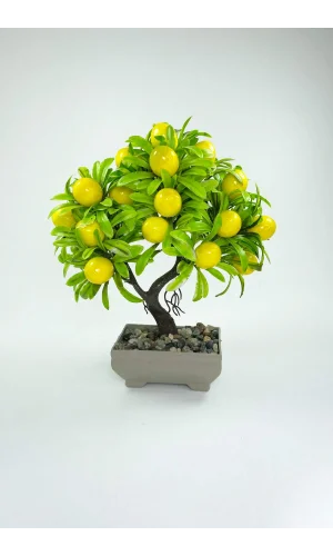Dekor Ağaç Limon Ağacı Saksılı Dekoratif Ağaç Biblo 24x13 cm