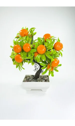 Dekor Ağaç Portakal Ağacı Saksılı Dekoratif Ağaç Biblo 24x13 cm