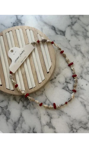 Deniz Kabuğu Kolye - Kırmızı