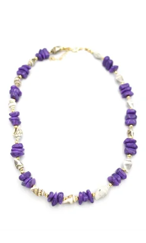 Deniz Kabuğu Kolye - Mor