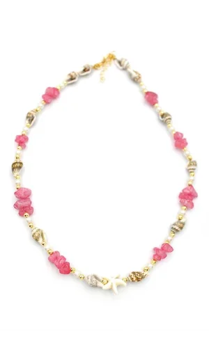 Deniz Kabuğu Kolye - Nar Çiçeği