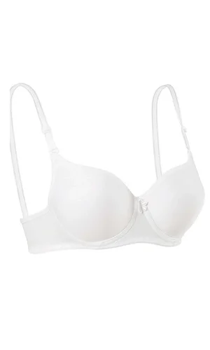 Destekli Slikonlu Düz Sütyen Beyaz