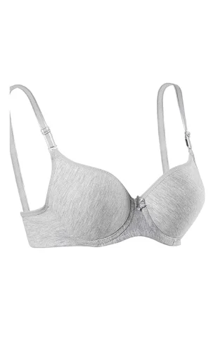 Destekli Slikonlu Düz Sütyen Gri