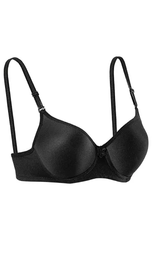 Destekli Slikonlu Düz Sütyen Siyah