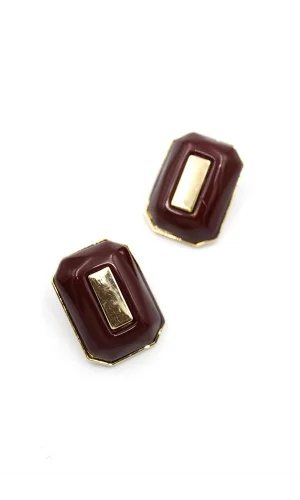 Dikdörtgen Küpe - Bordo