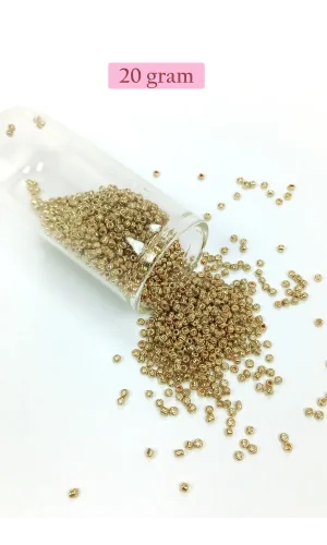 Dökme Cam Kum Boncuk (11/0) 2 mm - 20 Gram -  Altın - BNC024