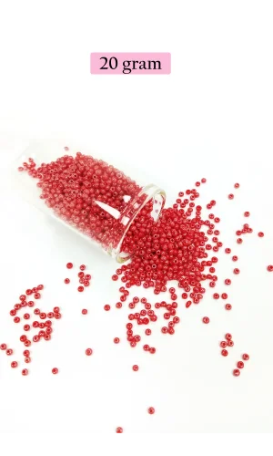 Dökme Cam Kum Boncuk (11/0) 2 mm - 20 Gram -  Kırmızı - BNC004