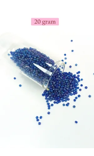 Dökme Cam Kum Boncuk (11/0) 2 mm - 20 Gram -  Koyu Mavi - BNC017