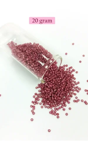 Dökme Cam Kum Boncuk (11/0) 2 mm - 20 Gram -  Koyu Pembe - BNC011