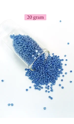 Dökme Cam Kum Boncuk (11/0) 2 mm - 20 Gram -  Mavi - BNC009