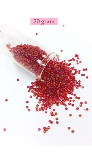 Dökme Cam Kum Boncuk (11/0) 2 mm - 20 Gram -  Morlu Kırmızı - BNC028