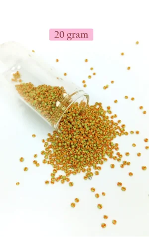 Dökme Cam Kum Boncuk (11/0) 2 mm - 20 Gram -  Sarı Turuncu - BNC031