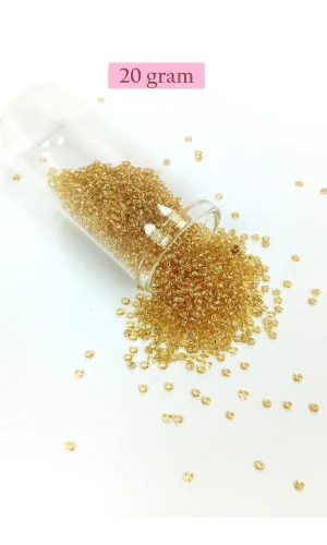 Dökme Cam Kum Boncuk (11/0) 2 mm - 20 Gram -  Şeffaf Bal Rengi - BNC033