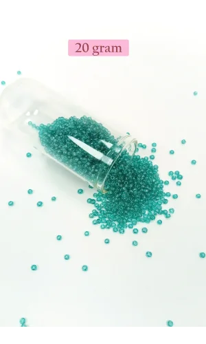 Dökme Cam Kum Boncuk (11/0) 2 mm - 20 Gram -  Şeffaf Yeşil - BNC014