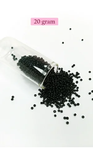Dökme Cam Kum Boncuk (11/0) 2 mm - 20 Gram -  Siyah - BNC010