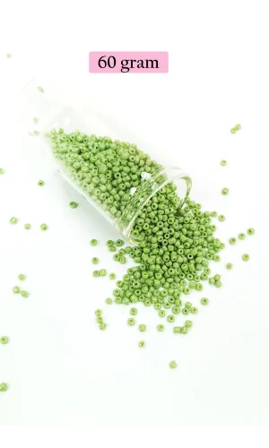 Dökme Cam Kum Boncuk (11/0) 2 mm - 60 Gram -  Açık Yeşil - BNC038