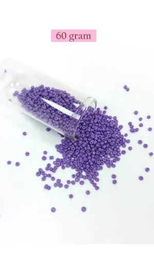 Dökme Cam Kum Boncuk (11/0) 2 mm - 60 Gram -  Eflatun - BNC055