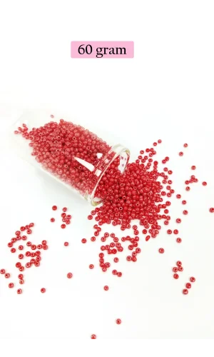 Dökme Cam Kum Boncuk (11/0) 2 mm - 60 Gram -  Kırmızı - BNC039
