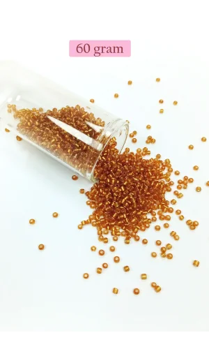 Dökme Cam Kum Boncuk (11/0) 2 mm - 60 Gram -  Koyu Bal Rengi - BNC070