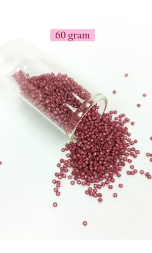 Dökme Cam Kum Boncuk (11/0) 2 mm - 60 Gram -  Koyu Pembe - BNC046