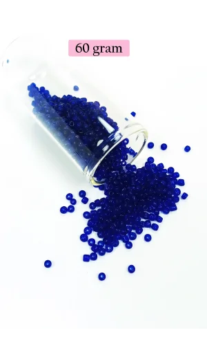 Dökme Cam Kum Boncuk (11/0) 2 mm - 60 Gram -  Kral Mavi - BNC036
