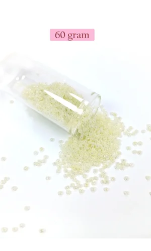 Dökme Cam Kum Boncuk (11/0) 2 mm - 60 Gram -  Krem - BNC047