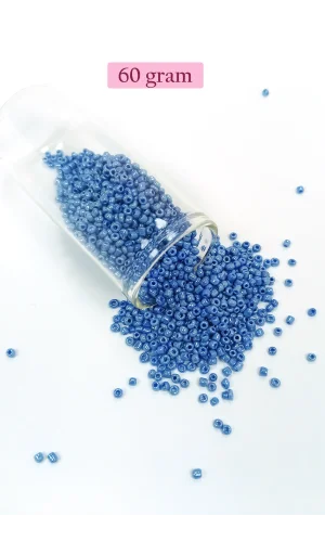Dökme Cam Kum Boncuk (11/0) 2 mm - 60 Gram -  Mavi - BNC044