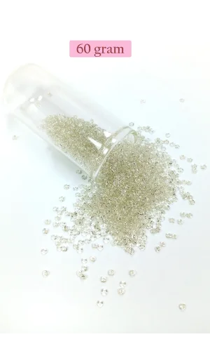 Dökme Cam Kum Boncuk (11/0) 2 mm - 60 Gram -  Şeffaf Beyaz - BNC053