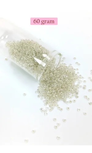 Dökme Cam Kum Boncuk (11/0) 2 mm - 60 Gram -  Şeffaf - BNC069