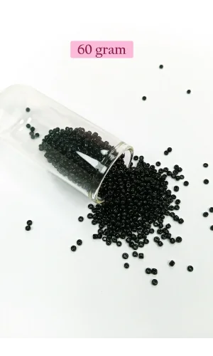 Dökme Cam Kum Boncuk (11/0) 2 mm - 60 Gram -  Siyah - BNC045