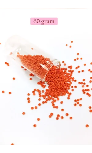 Dökme Cam Kum Boncuk (11/0) 2 mm - 60 Gram -  Turuncu - BNC048