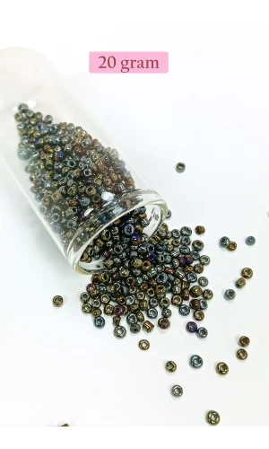 Dökme Cam Kum Boncuk (8/0) 3 mm - 20 Gram - Alacalı Renk - BNC151