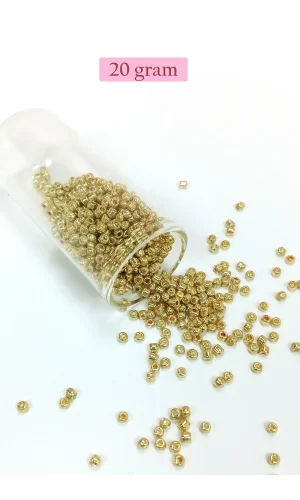 Dökme Cam Kum Boncuk (8/0) 3 mm - 20 Gram - Altın Rengi - BNC144