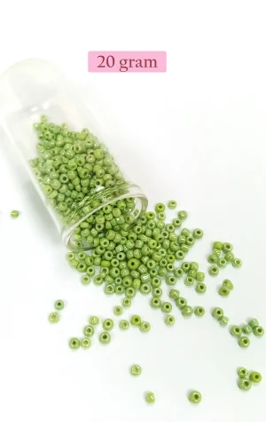 Dökme Cam Kum Boncuk (8/0) 3 mm - 20 Gram - Çimen Yeşili - BNC152