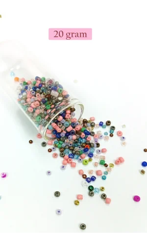 Dökme Cam Kum Boncuk (8/0) 3 mm - 20 Gram - Çok Renkli - BNC158