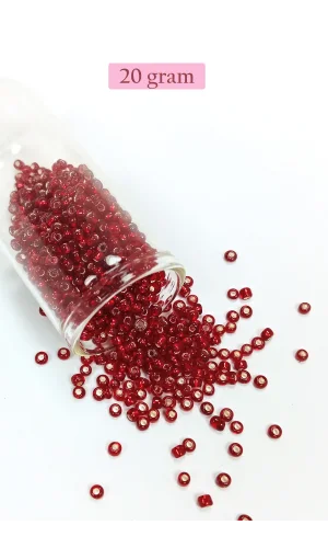 Dökme Cam Kum Boncuk (8/0) 3 mm - 20 Gram - Koyu Kırmızı - BNC183