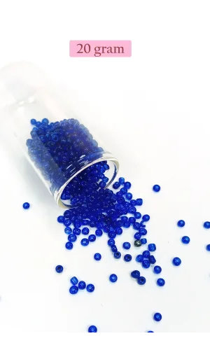 Dökme Cam Kum Boncuk (8/0) 3 mm - 20 Gram - Koyu Mavi - BNC178