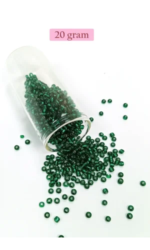 Dökme Cam Kum Boncuk (8/0) 3 mm - 20 Gram - Koyu Yeşil - BNC146