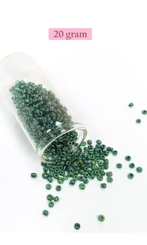 Dökme Cam Kum Boncuk (8/0) 3 mm - 20 Gram - Parlak Yeşil - BNC162