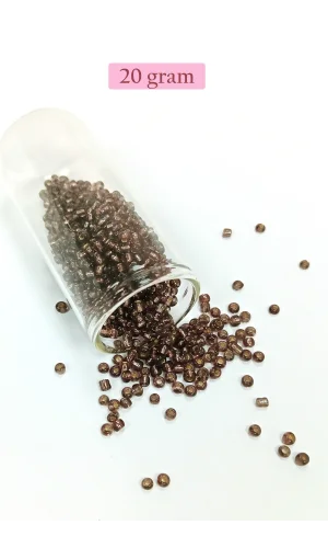 Dökme Cam Kum Boncuk (8/0) 3 mm - 20 Gram - Şefaff Alacalı Kahve - BNC172