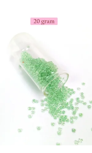 Dökme Cam Kum Boncuk (8/0) 3 mm - 20 Gram - Şeffaf Açık Yeşil - BNC150