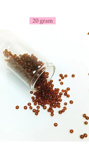 Dökme Cam Kum Boncuk (8/0) 3 mm - 20 Gram - Şeffaf Koyu Kahve - BNC159