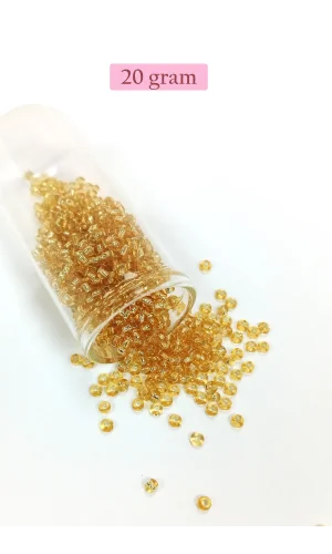 Dökme Cam Kum Boncuk (8/0) 3 mm - 20 Gram - Şeffaf Koyu Sarı - BNC176