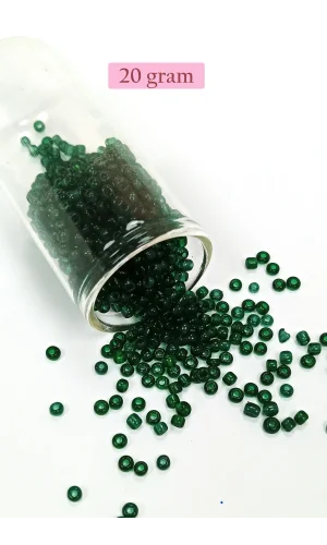 Dökme Cam Kum Boncuk (8/0) 3 mm - 20 Gram - Şeffaf Koyu Yeşil - BNC155