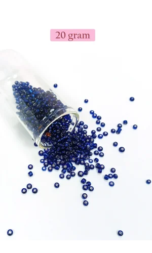 Dökme Cam Kum Boncuk (8/0) 3 mm - 20 Gram - Şeffaf Lacivert - BNC166