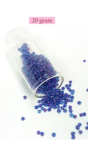 Dökme Cam Kum Boncuk (8/0) 3 mm - 20 Gram - Şeffaf Mavi - BNC149