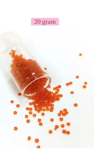 Dökme Cam Kum Boncuk (8/0) 3 mm - 20 Gram - Şeffaf Turuncu - BNC165