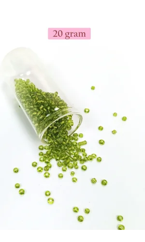 Dökme Cam Kum Boncuk (8/0) 3 mm - 20 Gram - Şeffaf Yeşil - BNC167