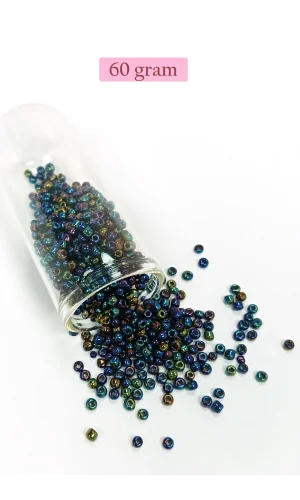 Dökme Cam Kum Boncuk (8/0) 3 mm - 60 Gram - Lacivert Yeşil - BNC210